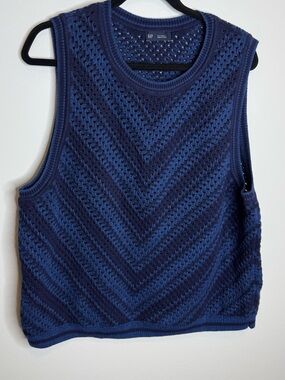 GAP Navy Blue Chevron Crochet Tank vest size xxl tall